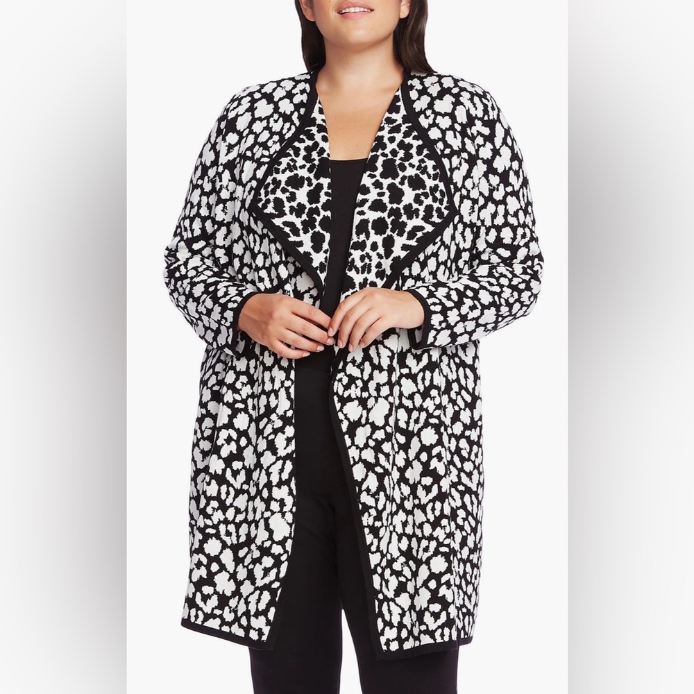 Vince Camuto Black and White Animal Print Sweater